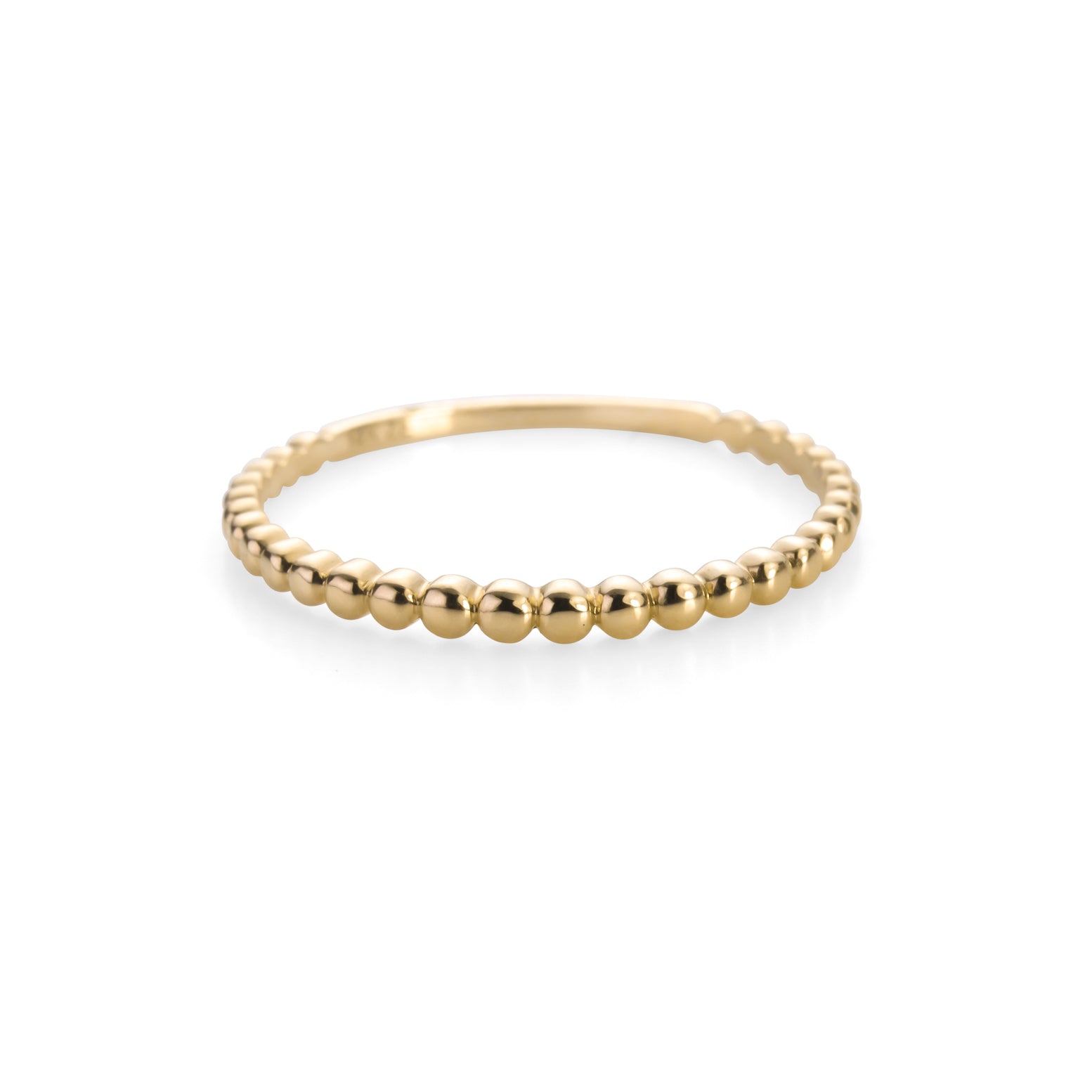 14k Yellow Gold Beaded Stacker Ring