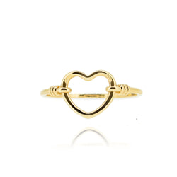 14K Yellow Gold Heart Wide Open Ring