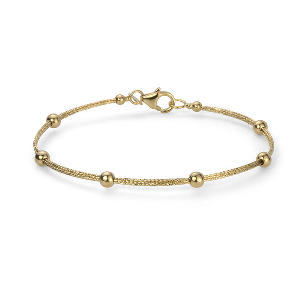 14k Yellow Gold Beaded Bangle