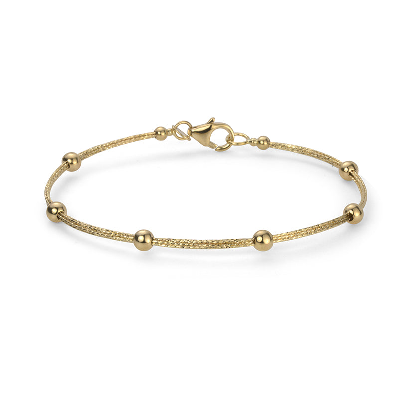 14k Yellow Gold Beaded Bangle