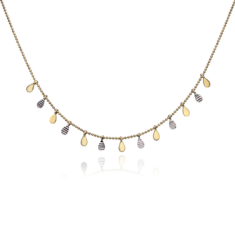 10k Yellow and White Gold Teardrop Necklace