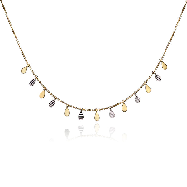 10k Yellow and White Gold Teardrop Necklace