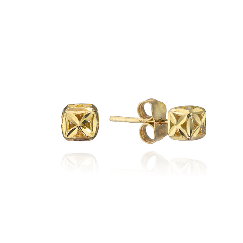 10K Yellow Gold Vintage Cube Studs