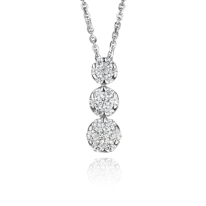18K White Gold and Cubic Zirconia Drop Necklace