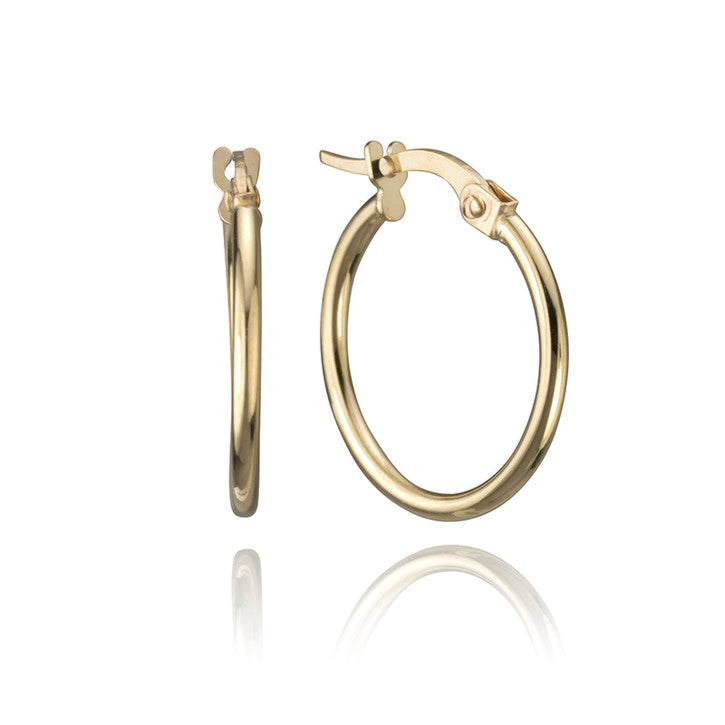 14K Yellow Gold Small Thin Hoops