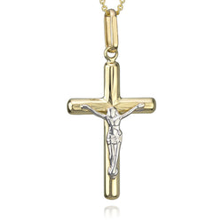 18K Yellow and White Gold Cross Pendant
