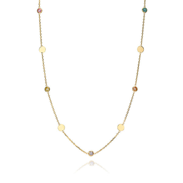14k Yellow Gold Multi Coloured Stone Necklace