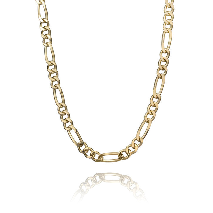 14K Yellow Gold Figaro Link Necklace 3mm 20"