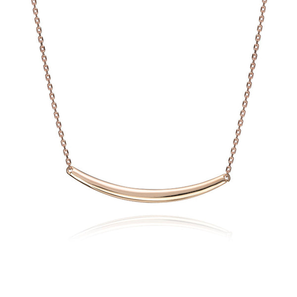 18k Rose Gold Curved Bar Cable Link Necklace