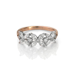 14K Pink Gold Round and Marquise Diamond Ring