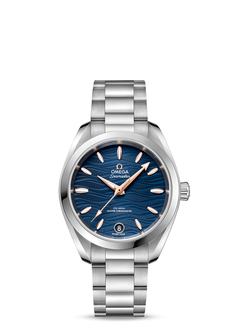Omega Seamaster Aqua Terra 150M Co Axial Master Chronometer 34 mm Automatic Blue Dial Stainless Steel Ladies Watch 220.10.34.20.03.001