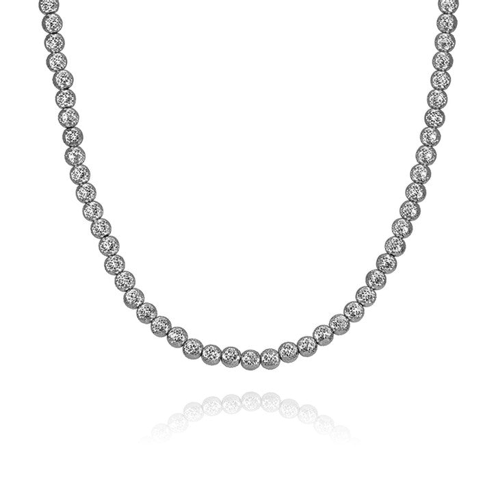 18K White Gold Hammered Ball Link Chain