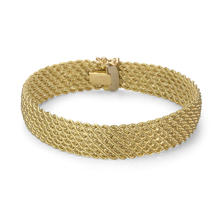 14K Yellow Gold Rope Link Multi Strand Bracelet