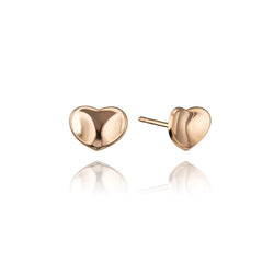 18K Rose Gold Heart Stud Earrings