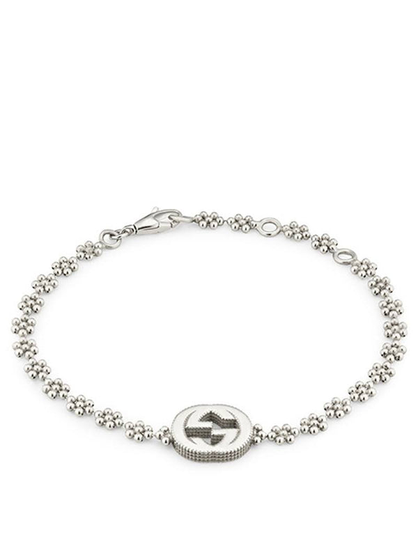 Gucci Silver Interlocking G Flower Link Bracelet