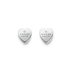 Gucci Silver Heart Trademark Stud Earrings